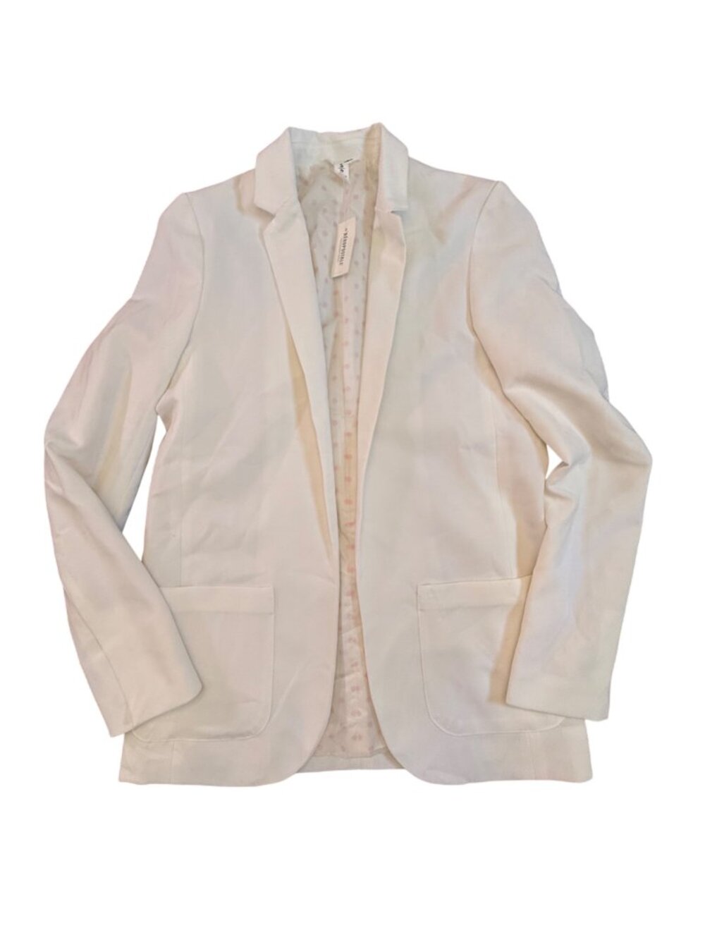 New Bethany Mota White Blazer Jacket Lined With Pink Polka Dots Womens Size S